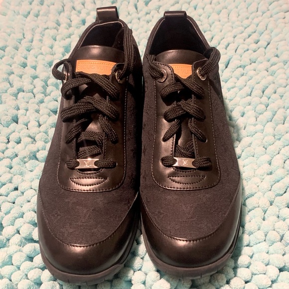 LOUIS VUITTON Monogram Idylle Black Leather Canvas Sneakers LV 2004 RARE Size 39 - Picture 4 of 14